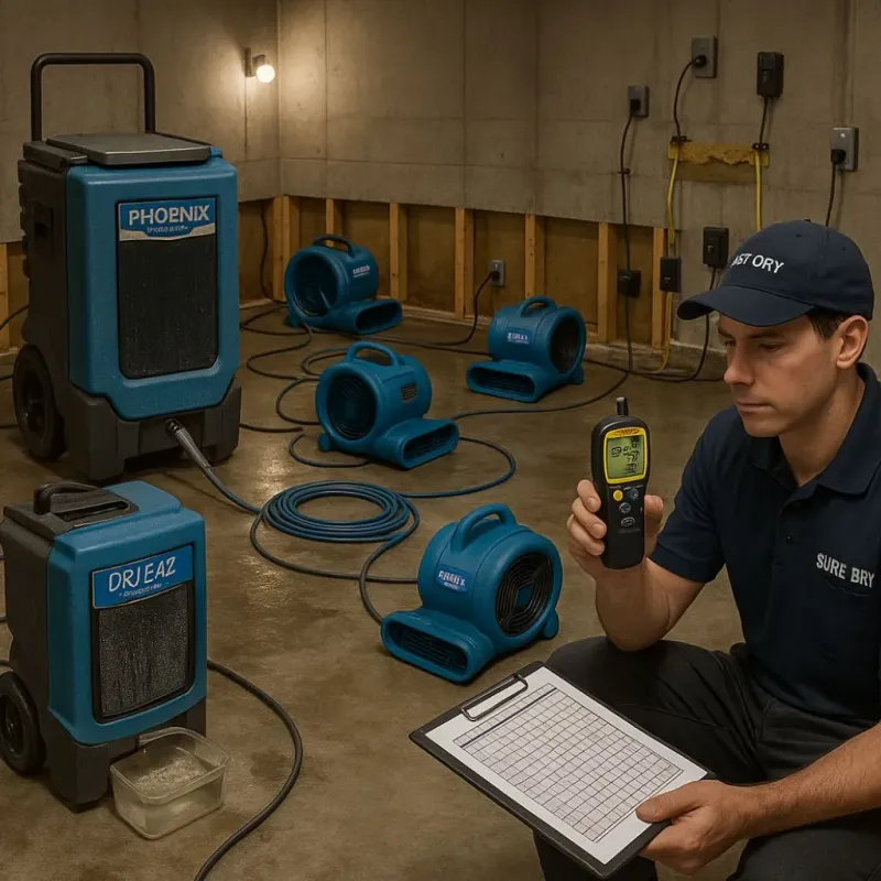 Structural Drying and Dehumidification process in Wilderness Rim, WA